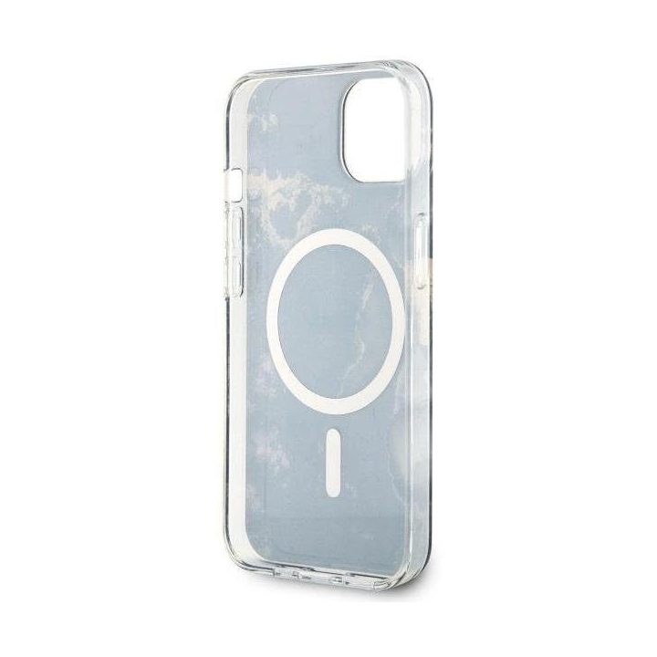Guess GUHMP14SHTMRSK iPhone 14 6,1 juodos/juodos spalvos deklas Golden Marble MagSafe