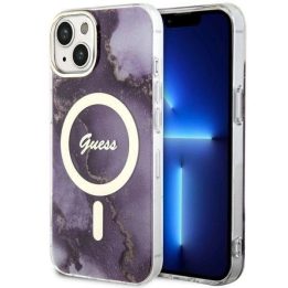 Guess GUHMP14SHTMRSU iPhone 14 6,1 violetinės/violetinės spalvos deklas Golden Marble MagSafe