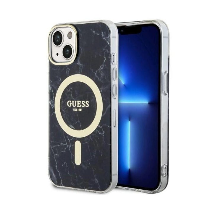 Guess GUHMP14SPCUMAK iPhone 14 6,1 juodas/juodas deklas Marble MagSafe