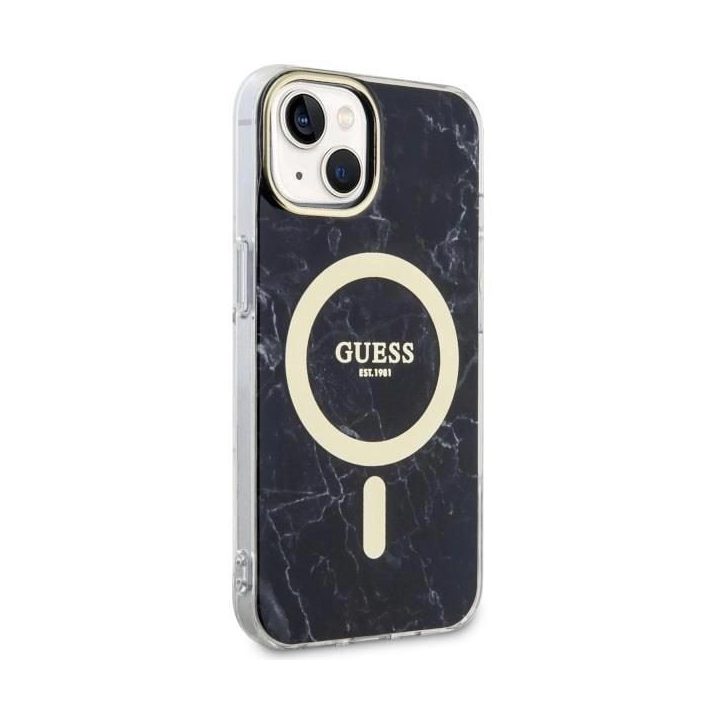 Guess GUHMP14SPCUMAK iPhone 14 6,1 juodas/juodas deklas Marble MagSafe