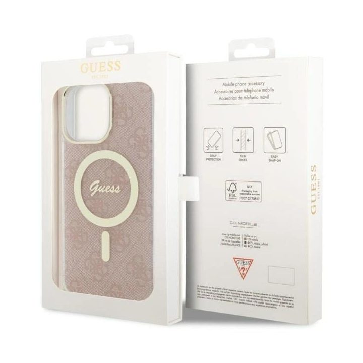 Guess GUHMP14XH4STP iPhone 14 Pro Max 6,7 rožinės/rožinės spalvos deklas 4G MagSafe
