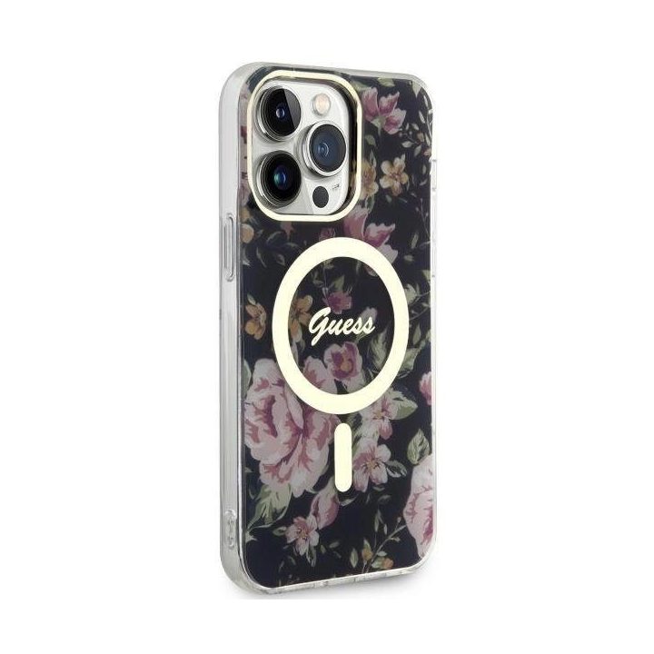 Guess GUHMP14XHCFWSK iPhone 14 Pro Max 6,7 juodas/juodas deklas Flower MagSafe