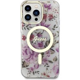 Guess GUHMP14XHCFWST iPhone 14 Pro Max 6,7 skaidrus deklas Flower MagSafe