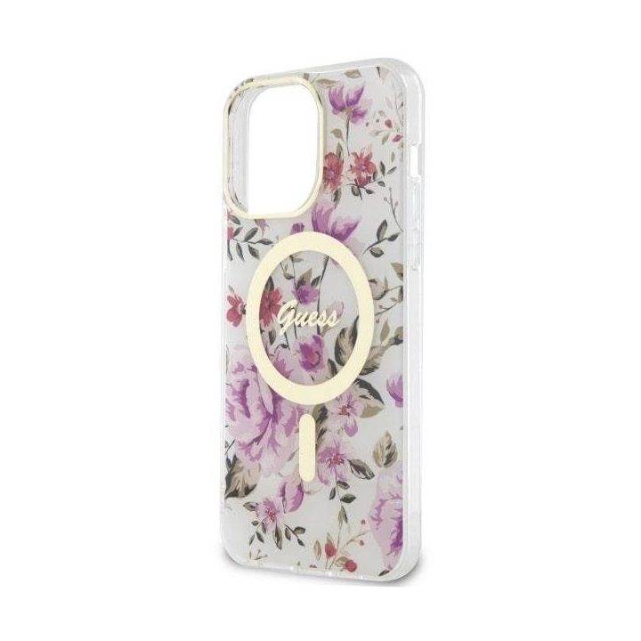 Guess GUHMP14XHCFWST iPhone 14 Pro Max 6,7 skaidrus deklas Flower MagSafe