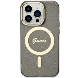 Guess GUHMP14XHCMCGK iPhone 14 Pro Max 6,7 juodos/juodos spalvos deklas Glitter Gold MagSafe