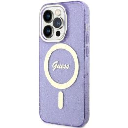 Guess GUHMP14XHCMCGU iPhone 14 Pro Max 6,7 violetinės/violetinės spalvos deklas Glitter Gold MagSafe