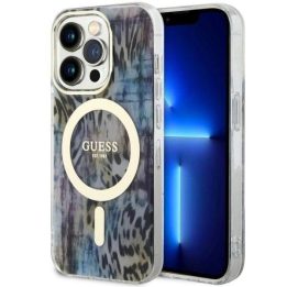 Guess GUHMP14XHLEOPWB iPhone 14 Pro Max 6,7 mėlynos/mėlynos spalvos deklas Leopard MagSafe