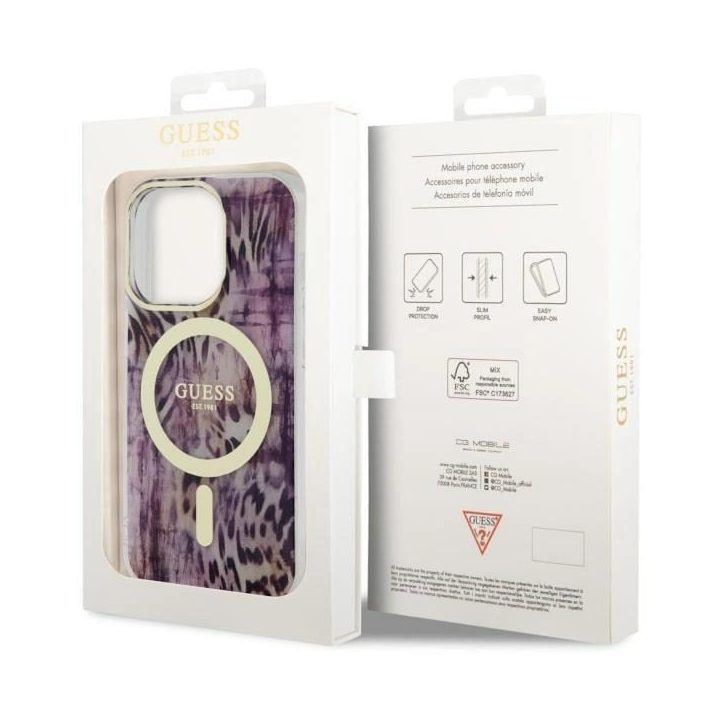 Guess GUHMP14XHLEOPWP iPhone 14 Pro Max 6,7 rausvas/rožinis deklas Leopard MagSafe