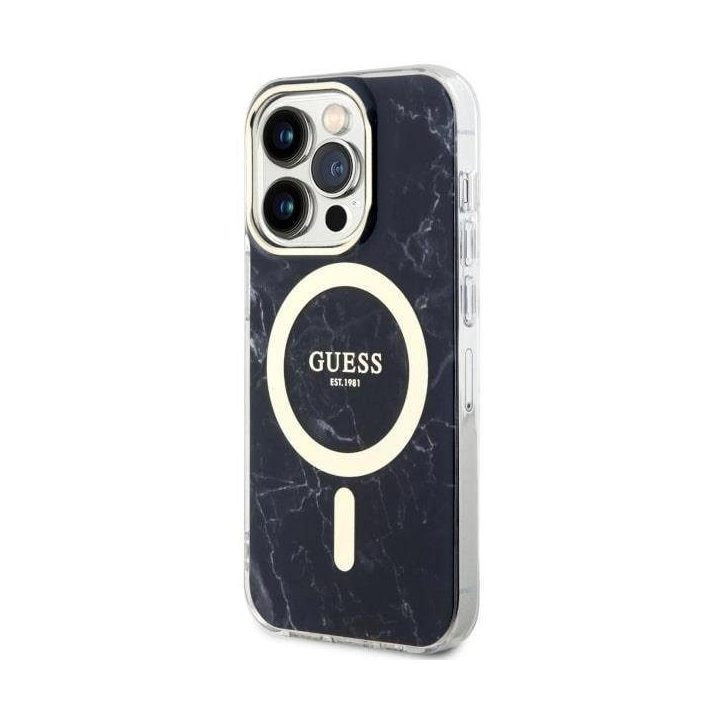 Guess GUHMP14XPCUMAK iPhone 14 Pro Max 6,7 juodas/juodas deklas Marble MagSafe