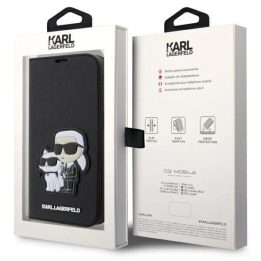 Karl Lagerfeld KLBKP14LSANKCPK iPhone 14 Pro 6,1 knygų dėklas juoda/juoda Saffiano Karl & Choupette