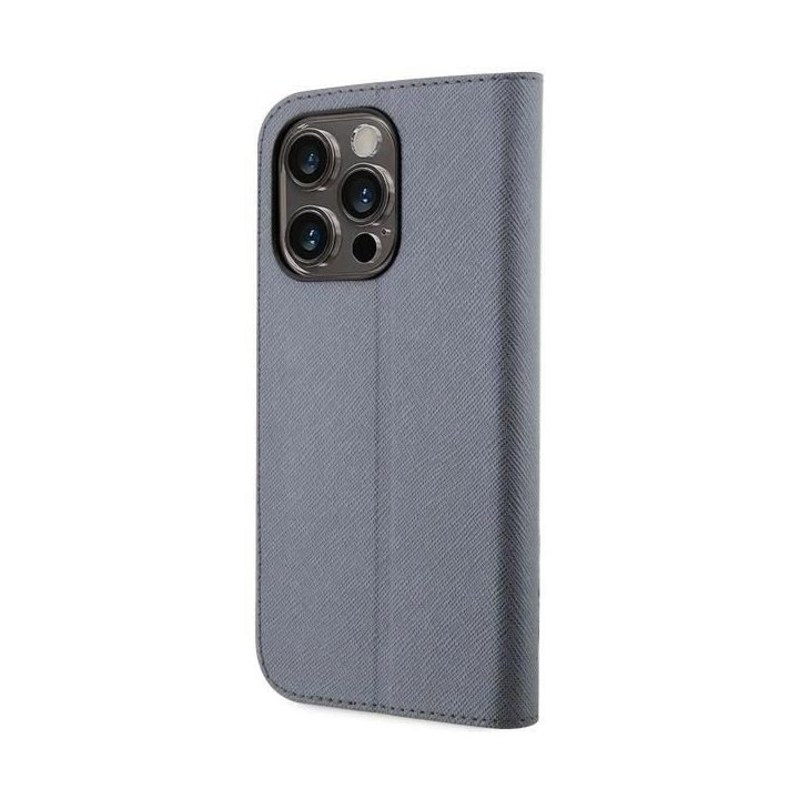 Karl Lagerfeld KLBKP14XSANKCPG iPhone 14 Pro Max 6,7 knygų dėklas sidabrinis/sidabrinis Saffiano Karl & Choupette