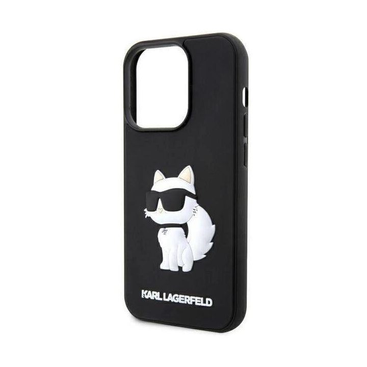 Karl Lagerfeld KLHCP14L3DRKHNK iPhone 14 Pro 6,1 juodos/juodos spalvos deklas Rubber Choupette 3D