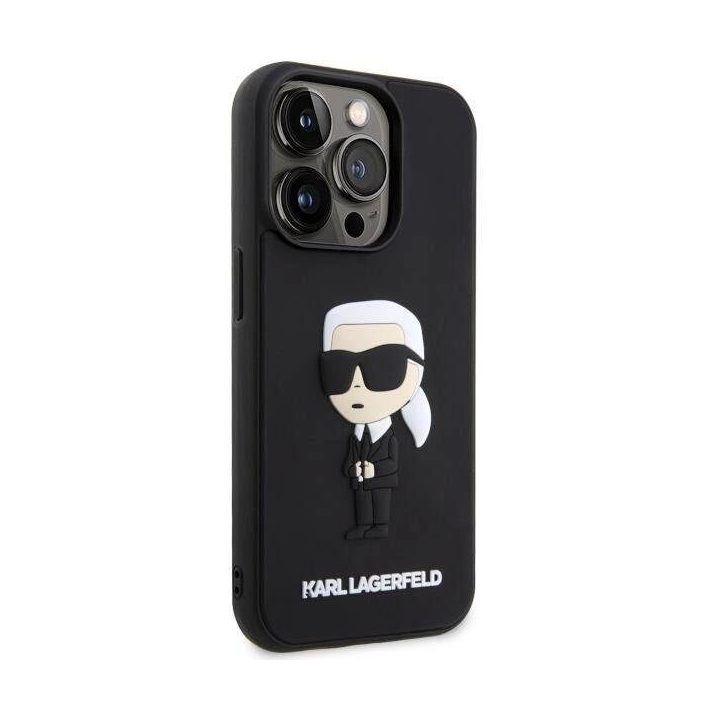 Karl Lagerfeld KLHCP14L3DRKINK iPhone 14 Pro 6,1 juodos/juodos spalvos deklas Rubber Ikonik 3D