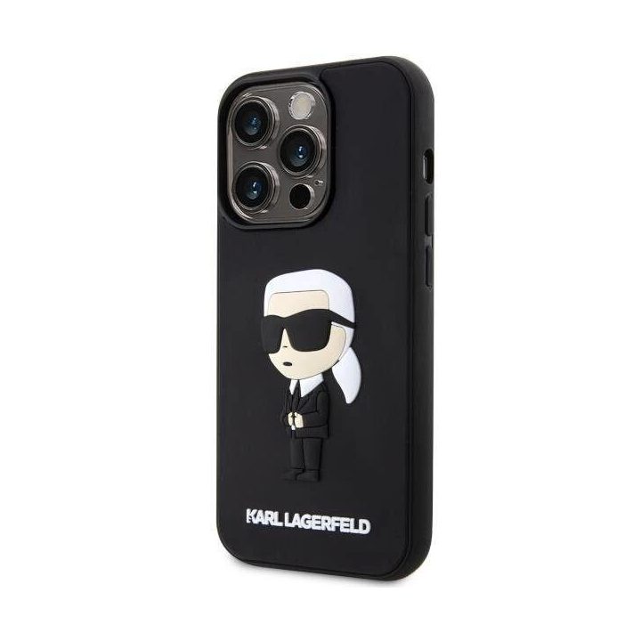 Karl Lagerfeld KLHCP14L3DRKINK iPhone 14 Pro 6,1 juodos/juodos spalvos deklas Rubber Ikonik 3D