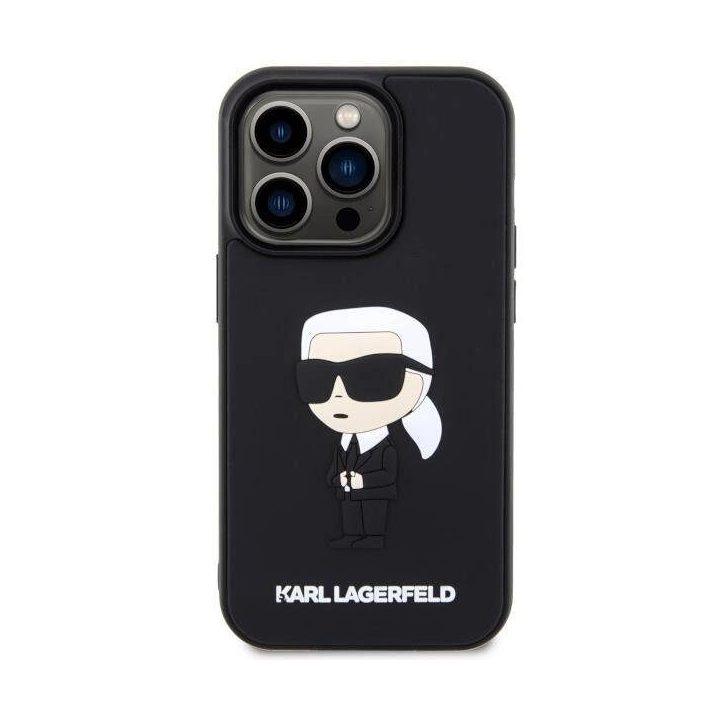 Karl Lagerfeld KLHCP14L3DRKINK iPhone 14 Pro 6,1 juodos/juodos spalvos deklas Rubber Ikonik 3D