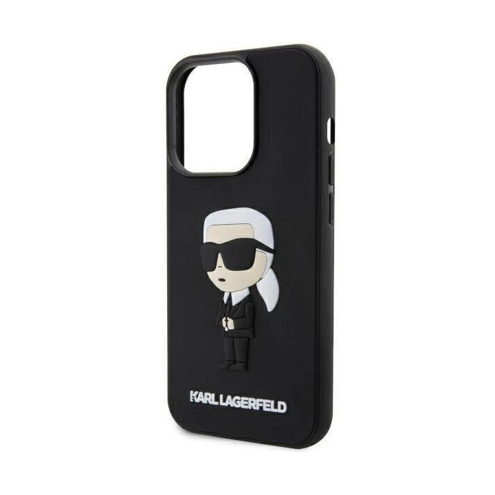 Karl Lagerfeld KLHCP14L3DRKINK iPhone 14 Pro 6,1 juodos/juodos spalvos deklas Rubber Ikonik 3D