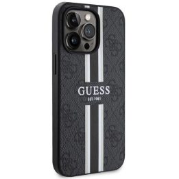 Guess GUHMP13LP4RPSK iPhone 13 Pro / 13 6,1 juodos/juodos spalvos deklas 4G Printed Stripes MagSafe