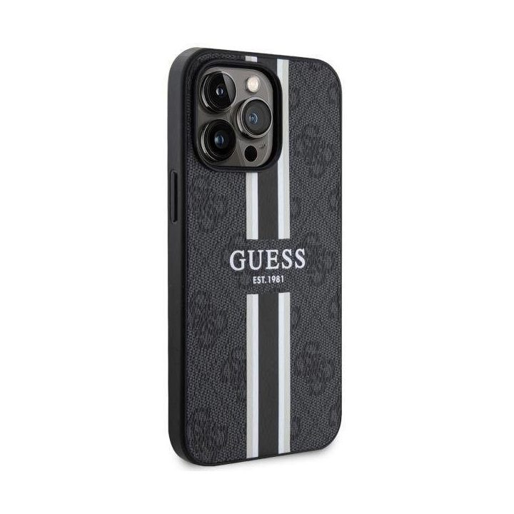 Guess GUHMP13LP4RPSK iPhone 13 Pro / 13 6,1 juodos/juodos spalvos deklas 4G Printed Stripes MagSafe