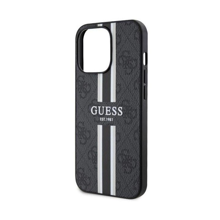 Guess GUHMP13LP4RPSK iPhone 13 Pro / 13 6,1 juodos/juodos spalvos deklas 4G Printed Stripes MagSafe