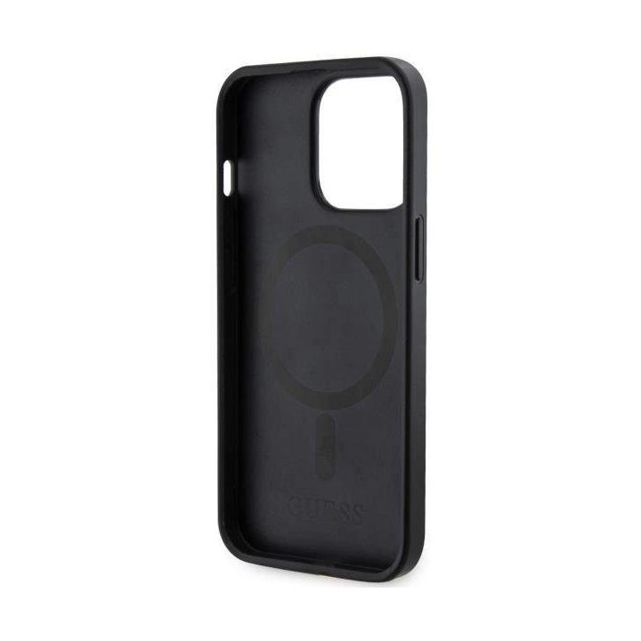 Guess GUHMP13LP4RPSK iPhone 13 Pro / 13 6,1 juodos/juodos spalvos deklas 4G Printed Stripes MagSafe
