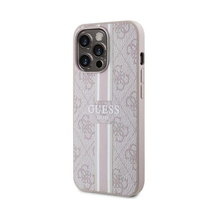Guess GUHMP13LP4RPSP iPhone 13 Pro / 13 6.1 rožinės/rožinės spalvos deklas 4G Printed Stripes MagSafe