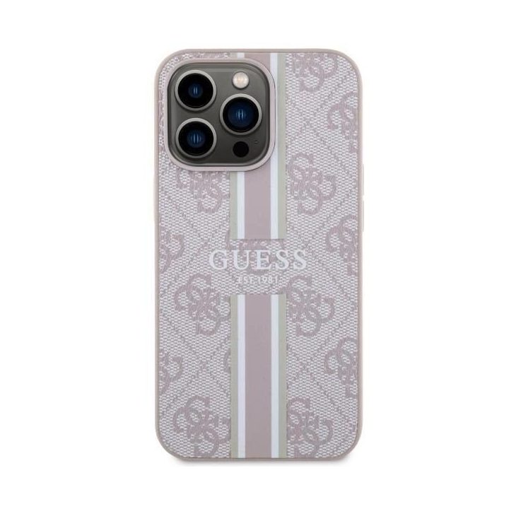 Guess GUHMP13LP4RPSP iPhone 13 Pro / 13 6.1 rožinės/rožinės spalvos deklas 4G Printed Stripes MagSafe