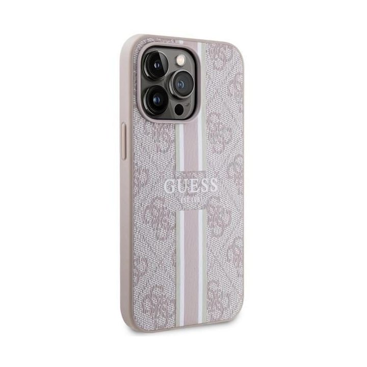 Guess GUHMP13LP4RPSP iPhone 13 Pro / 13 6.1 rožinės/rožinės spalvos deklas 4G Printed Stripes MagSafe