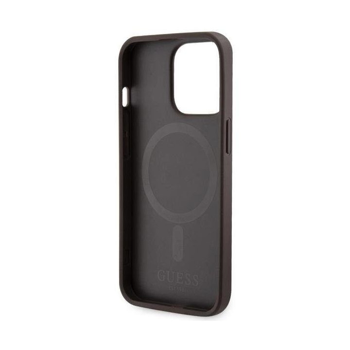 Guess GUHMP13LP4RPSW iPhone 13 Pro / 13 6.1 rudos/rudos spalvos deklas 4G Printed Stripes MagSafe