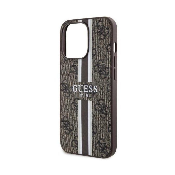 Guess GUHMP13LP4RPSW iPhone 13 Pro / 13 6.1 rudos/rudos spalvos deklas 4G Printed Stripes MagSafe