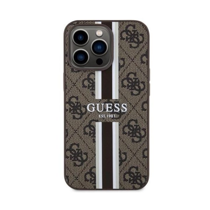 Guess GUHMP13XP4RPSW iPhone 13 Pro Max 6.7 rudos/rudos spalvos deklas 4G Printed Stripes MagSafe