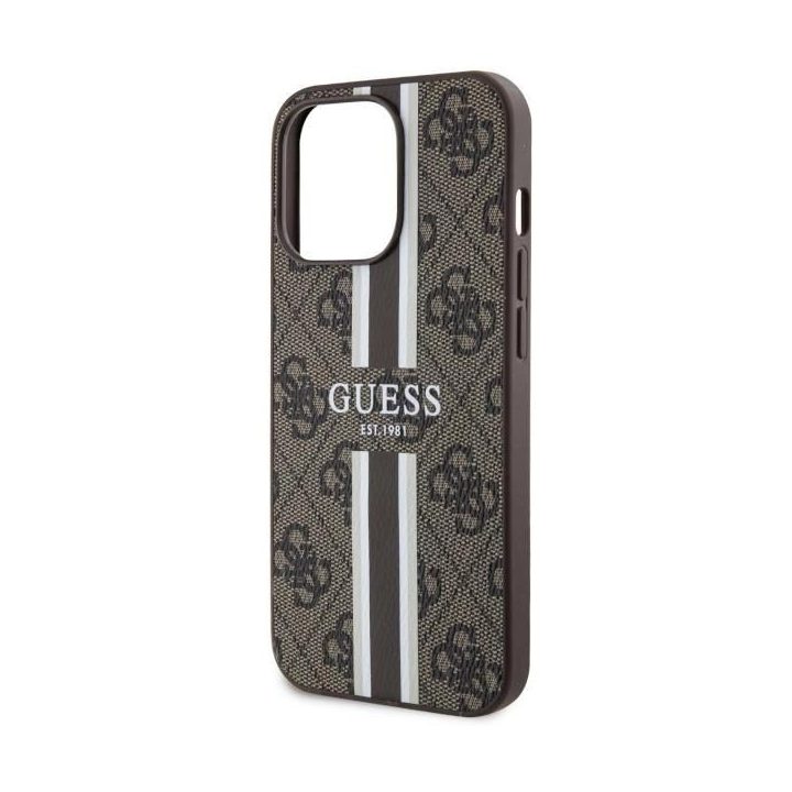 Guess GUHMP13XP4RPSW iPhone 13 Pro Max 6.7 rudos/rudos spalvos deklas 4G Printed Stripes MagSafe