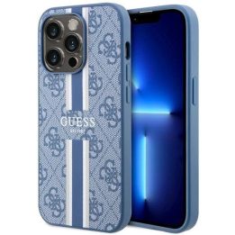 Guess GUHMP14LP4RPSB iPhone 14 Pro 6.1 mėlynos/mėlynos spalvos deklas 4G Printed Stripes MagSafe