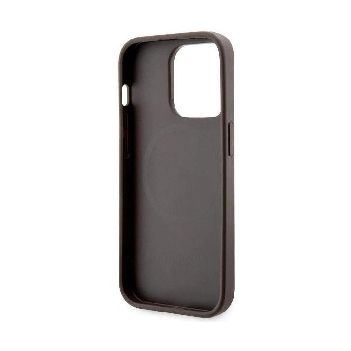 Guess GUHMP14LP4RPSW iPhone 14 Pro 6.1 rudos/rudos spalvos deklas 4G Printed Stripes MagSafe
