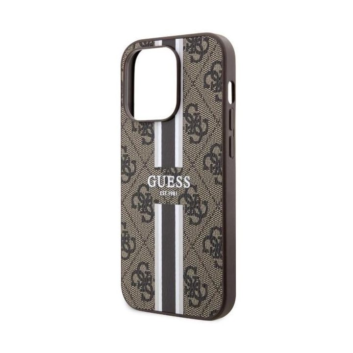 Guess GUHMP14LP4RPSW iPhone 14 Pro 6.1 rudos/rudos spalvos deklas 4G Printed Stripes MagSafe