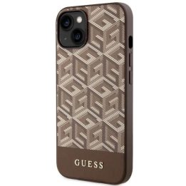 Guess GUHMP14MHGCFSEW iPhone 14 Plus 6,7 rudos/rudos spalvos deklas GCube Stripes MagSafe