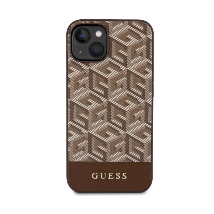 Guess GUHMP14MHGCFSEW iPhone 14 Plus 6,7 rudos/rudos spalvos deklas GCube Stripes MagSafe