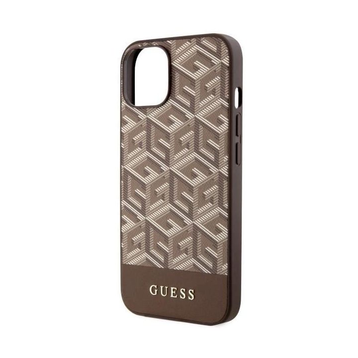 Guess GUHMP14MHGCFSEW iPhone 14 Plus 6,7 rudos/rudos spalvos deklas GCube Stripes MagSafe
