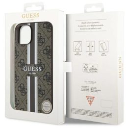 Guess GUHMP14MP4RPSW iPhone 14 Plus 6.7 rudos/rudos spalvos deklas 4G Printed Stripes MagSafe
