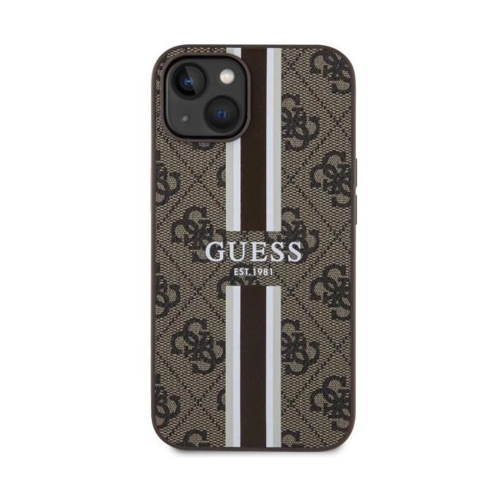 Guess GUHMP14MP4RPSW iPhone 14 Plus 6.7 rudos/rudos spalvos deklas 4G Printed Stripes MagSafe