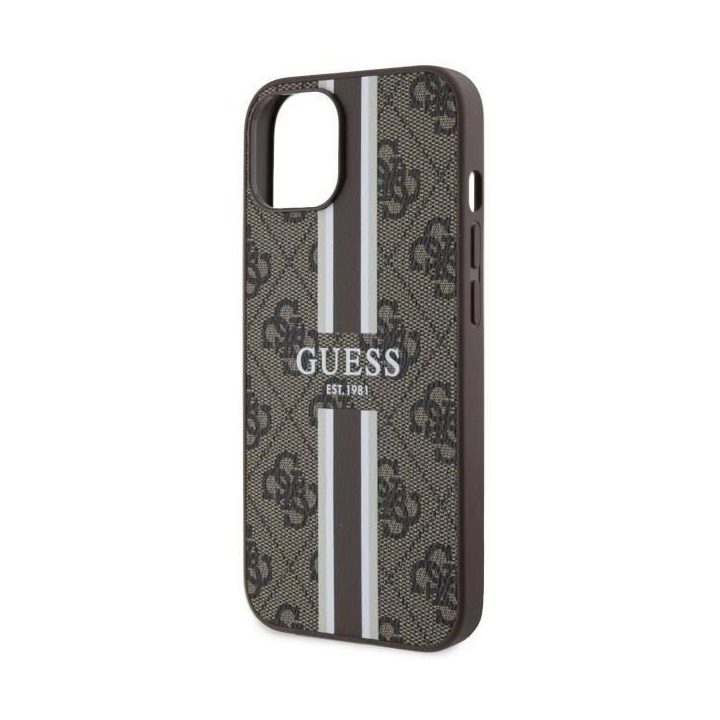 Guess GUHMP14MP4RPSW iPhone 14 Plus 6.7 rudos/rudos spalvos deklas 4G Printed Stripes MagSafe