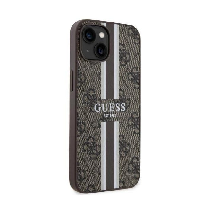 Guess GUHMP14MP4RPSW iPhone 14 Plus 6.7 rudos/rudos spalvos deklas 4G Printed Stripes MagSafe