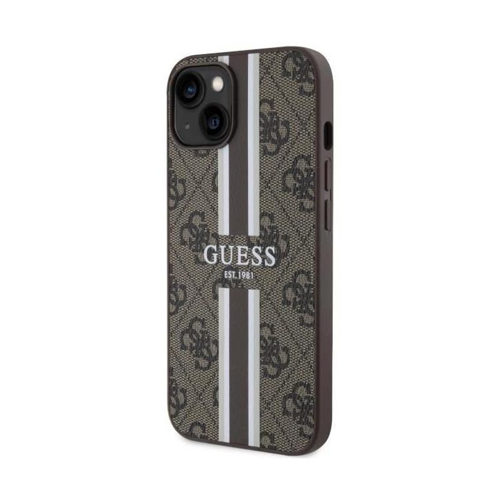 Guess GUHMP14MP4RPSW iPhone 14 Plus 6.7 rudos/rudos spalvos deklas 4G Printed Stripes MagSafe