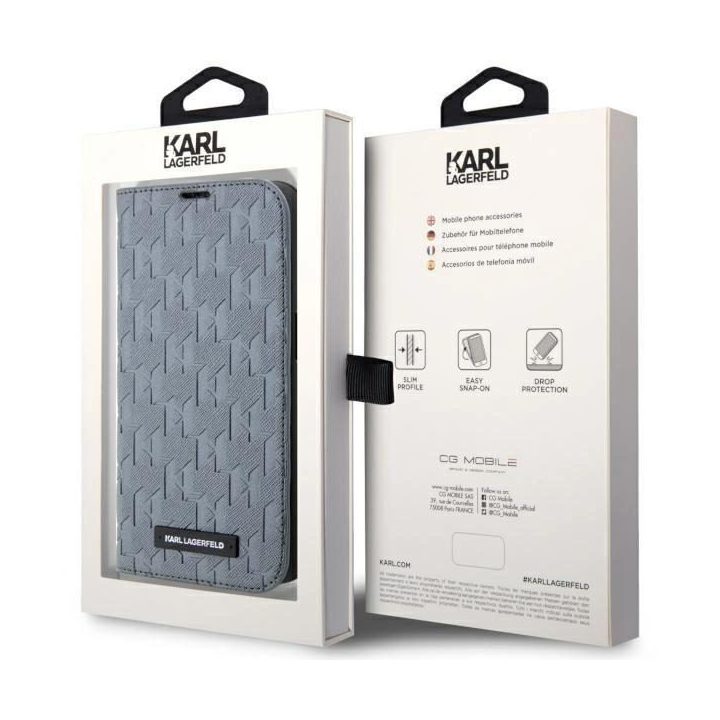 Karl Lagerfeld KLBKP14LSAKLHPG iPhone 14 Pro 6.1 sidabrinis/sidabrinis Saffiano Monogram