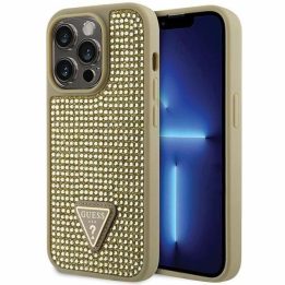 Guess GUHCP14LHDGTPD iPhone 14 Pro 6,1 aukso/aukso spalvos deklas Rhinestone Triangle