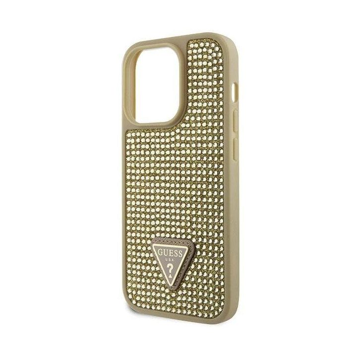 Guess GUHCP14LHDGTPD iPhone 14 Pro 6,1 aukso/aukso spalvos deklas Rhinestone Triangle