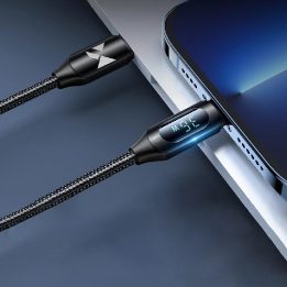 USB-C kabelis - Lightning WUCLC2 su LED ekranu 36W 2 m - juodas