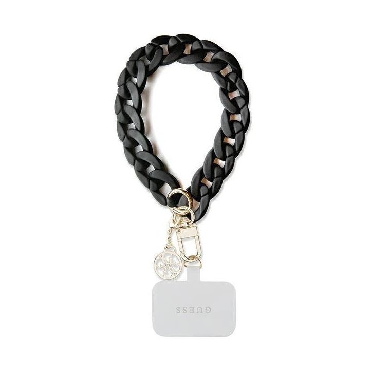 Guess GUOUCBMC4MK Universalus didelis dėklas su dirželiu - juodas akrilinis 4G Charm