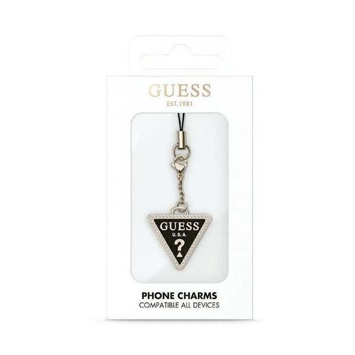 Guess dėklo pakabukas GUCPMTDCK Telefono dirželis Triangle Diamond Charm with Rhinestones