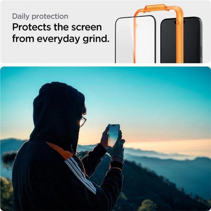 TEMPERED Spigen ALM GLASS FC 2 PAKETAI IPHONE 15 BLACK
