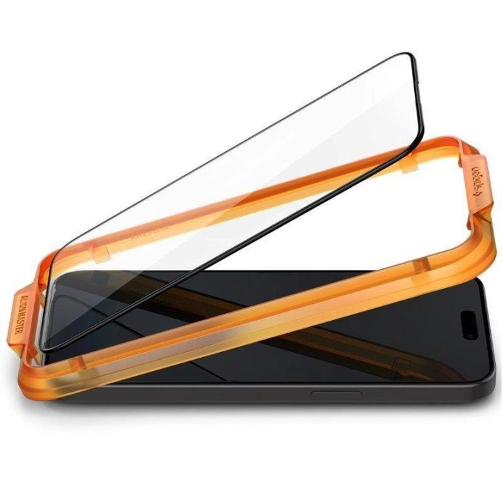 TEMPERED Spigen ALM GLASS FC 2 PAKETAI IPHONE 15 BLACK